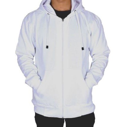 INDO - Jaket Hoodie Zipper Polos Pria Wanita | Sweater Hodie Pullover Premium Distro Putih