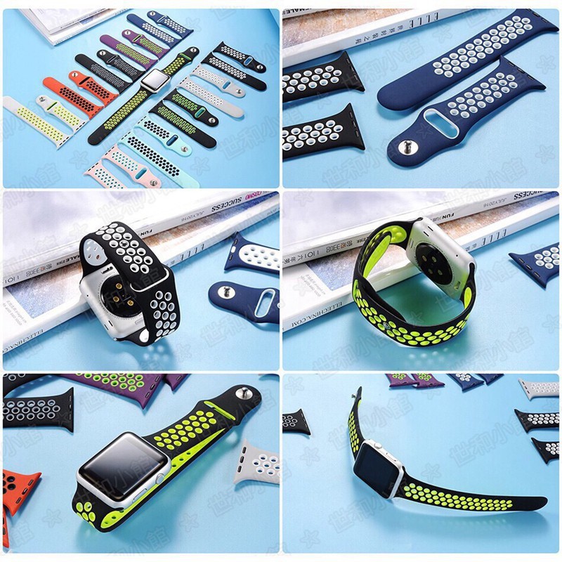 Sport Silicone Breathable Hole Band Strap for Apple Watch Series 7/6/SE/5/4/3/2/1 38mm 40mm 42mm 44mm 41mm 45mm