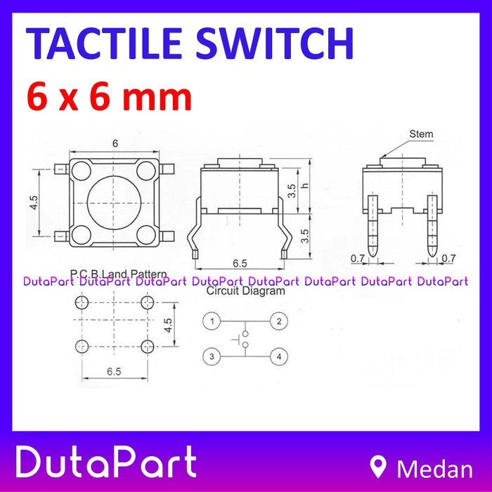 Tactile Switch Push Button 6x6x4.3 mm 6x6 x 4.3mm PCB Mount Mini Micro