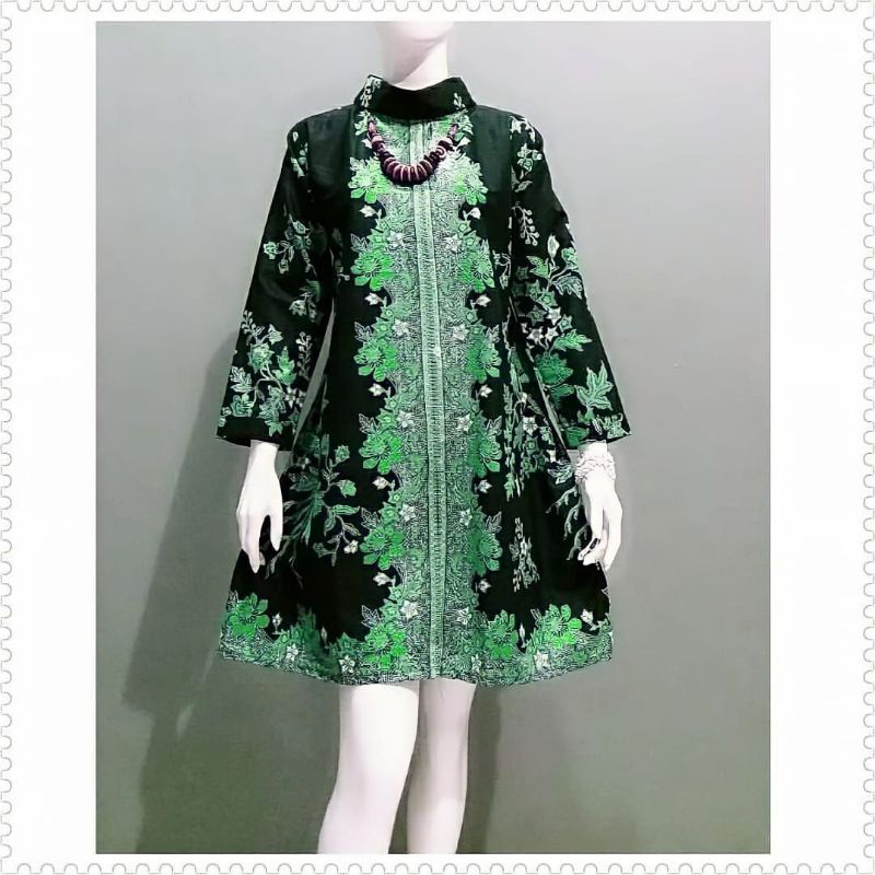 ATASAN WANITA TUNIK BATIK PAKAIAN WANITA TUNIK BATIK CANTIK KEKINIAN TERBARU HITAM MANIS