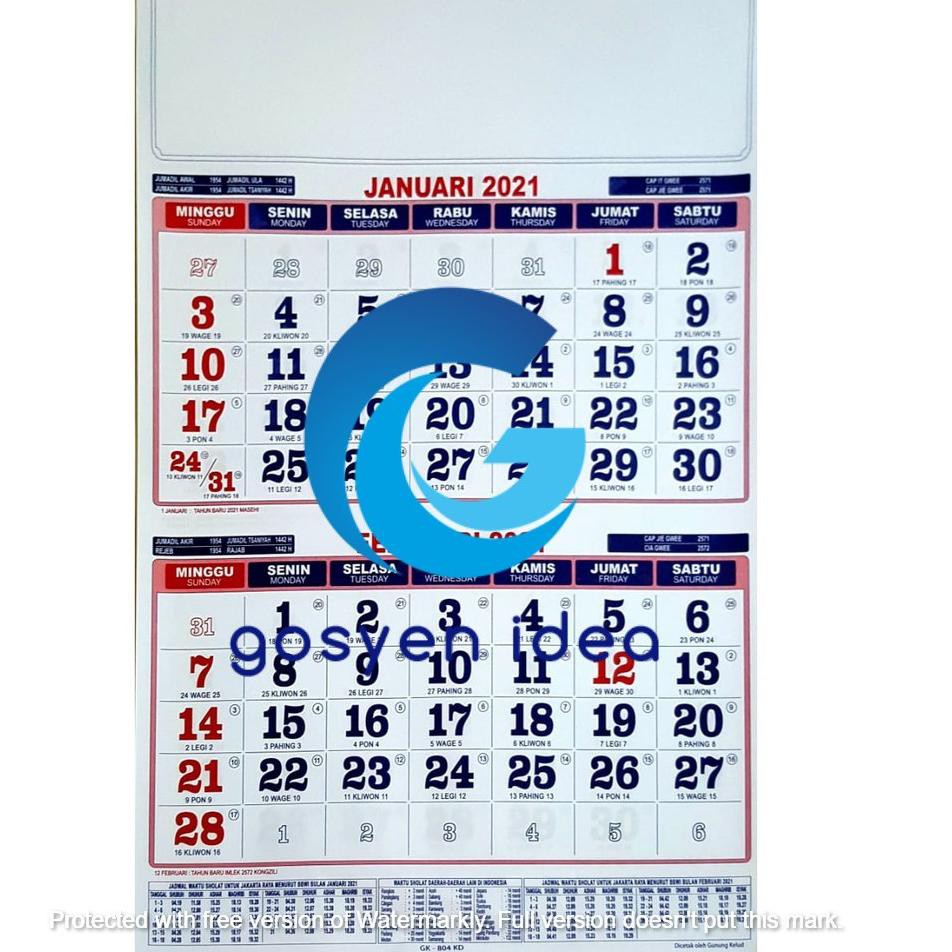 

Dedulf set Kalender Dinding Dwiwulan 2021
