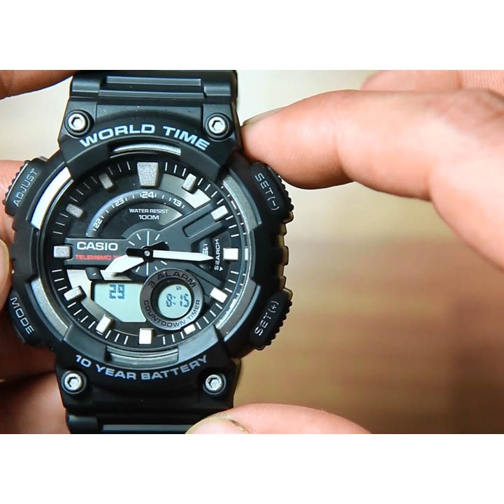 Casio Original AEQ-110W-1A / AEQ110W-1A Jam Tangan Pria - Digital - Karet - Hitam