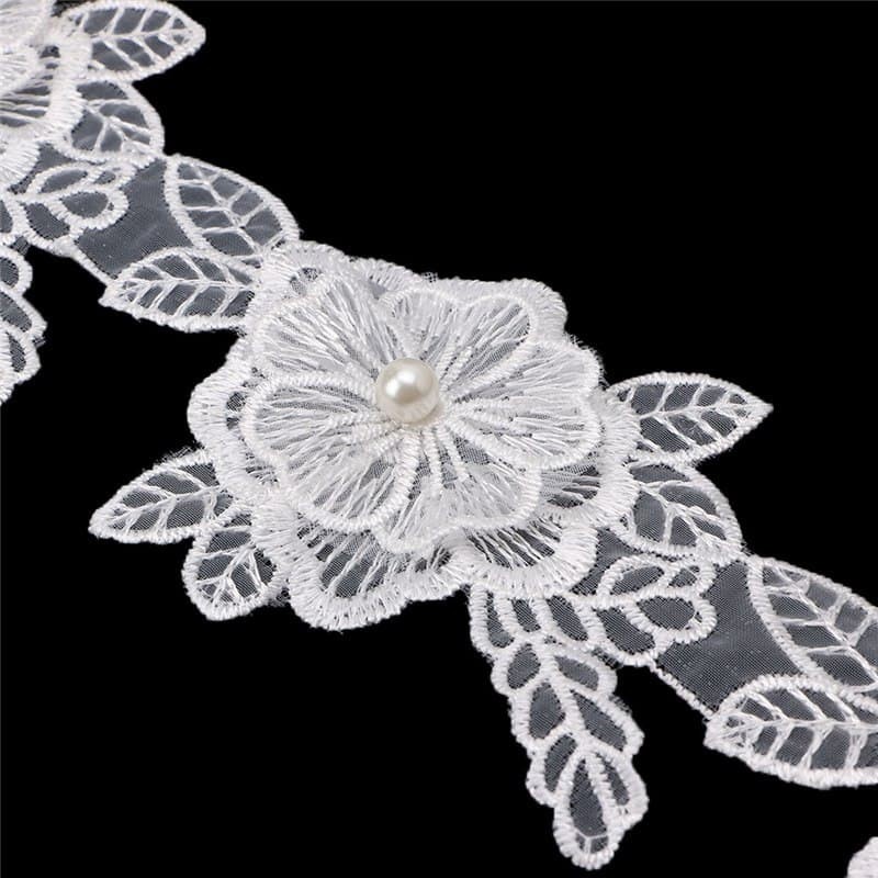 Lace Patch - White Flower Beading #09 (5pcs)