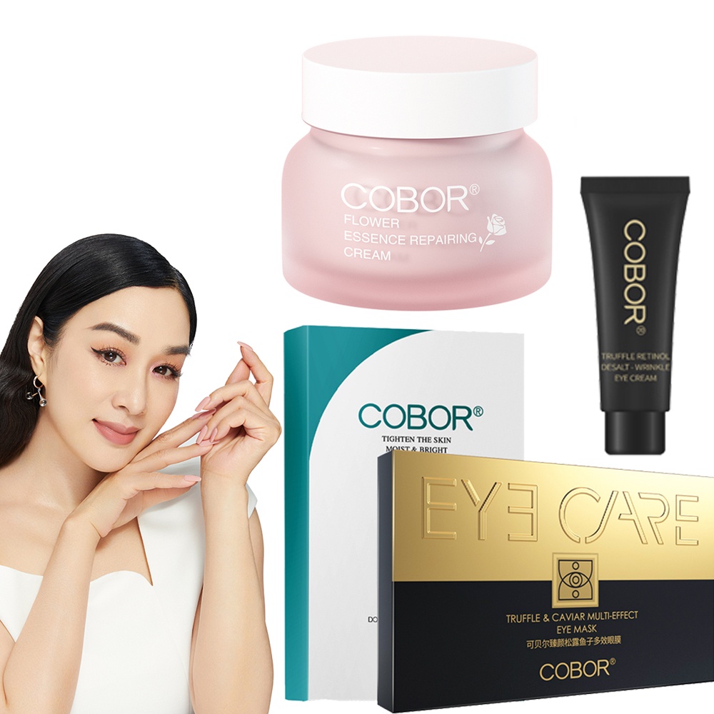 Cobor Masker Mata Double Protein&Flower Essence Repairing pelembab Cream&  Truffle & Caviar Masker M