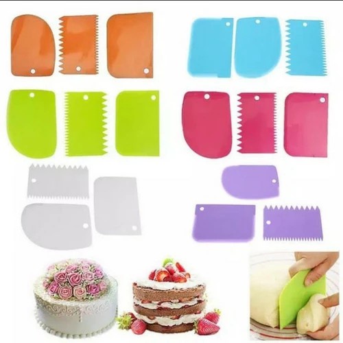 1Set 3Pcs Alat Pemotong Adonan Kue Roti Dekorasi Cake Scraper Kue Plastik 3 in 1  Pemotong Adonan Kue  Alat Potong Adonan Kue  Pisau Plastik Pemotong Adonan   Alat Dekor Butter Cream