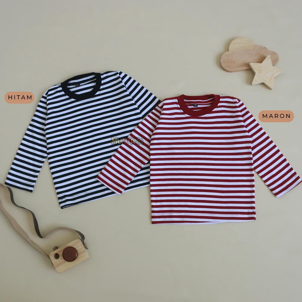 Kaos STRIPE Anak  Panjang Xs SML XL - Kaos Salur Anak