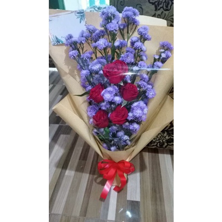 Buket Bouquet Bunga Asli Mawar 5 Tangkai Surabaya