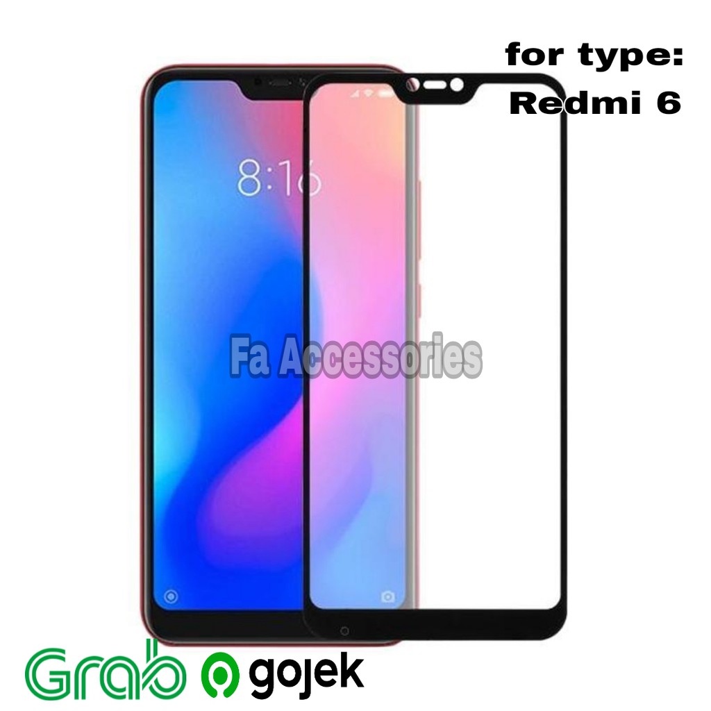TEMPERED GLASS 5d full lem XIAOMI REDMI 6 HITAM