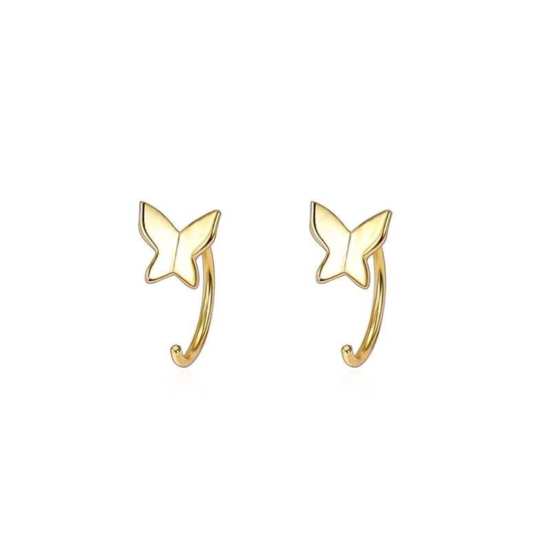 Anting Stud Kait S925 Silver Desain Kupu-Kupu Kecil Gaya Unik Untuk Wanita