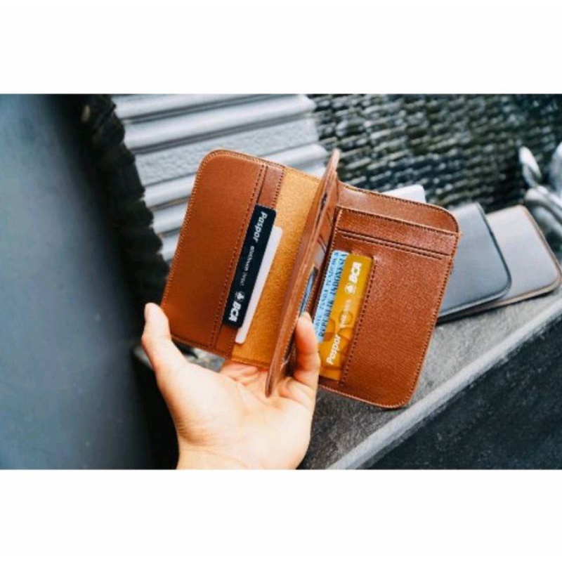 Dompet Lipat Pria Wanita 3/4 Kulit Cilli || Dompet Unisex Wallet Tanggung berkualitas