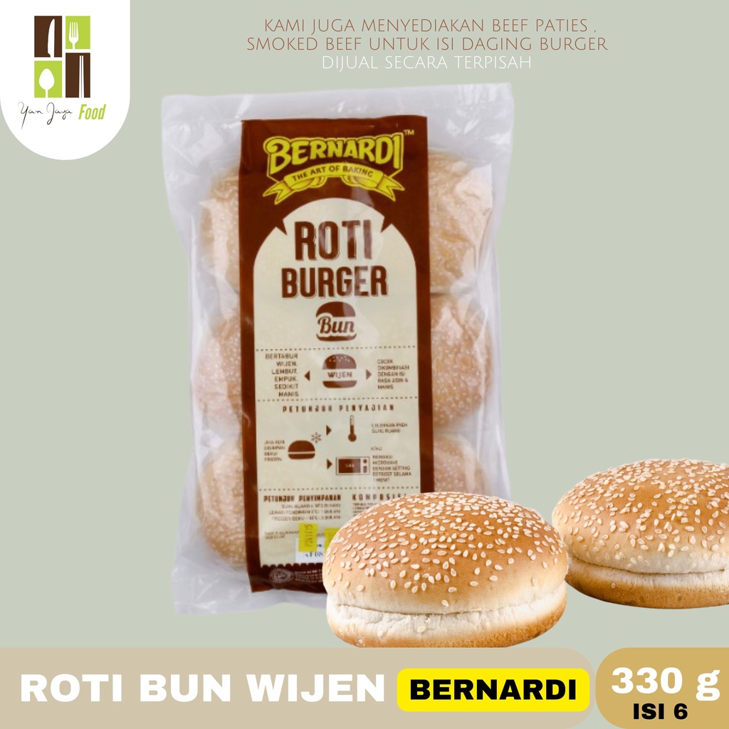 Roti Bun Burger Polos Bernardi / Burger Wijen isi 6 [330g]/ Roti Hotdog isi 6