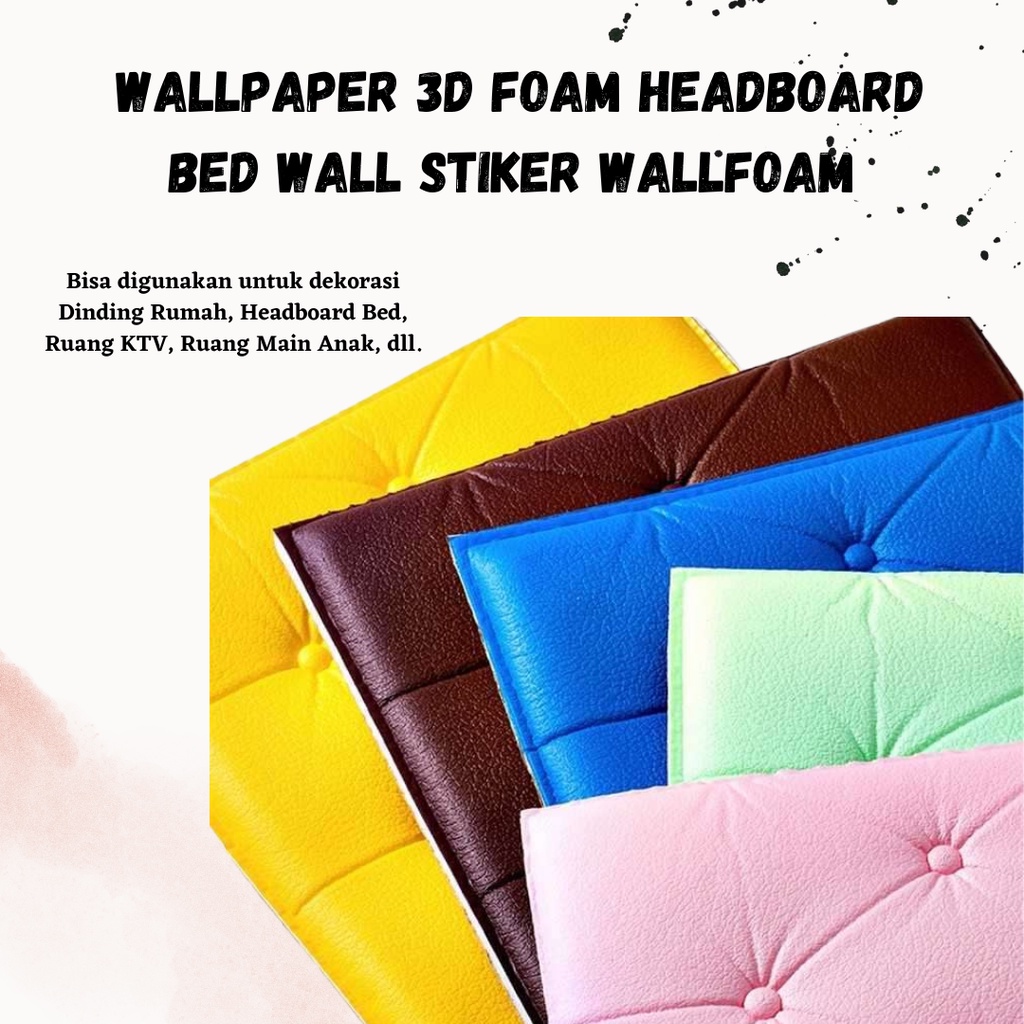 TERLARIS!!!! Wallpaper 3D Foam Headboard Bed Wall Stiker Wallfoam Dinding Warna Putih Pink Coklat