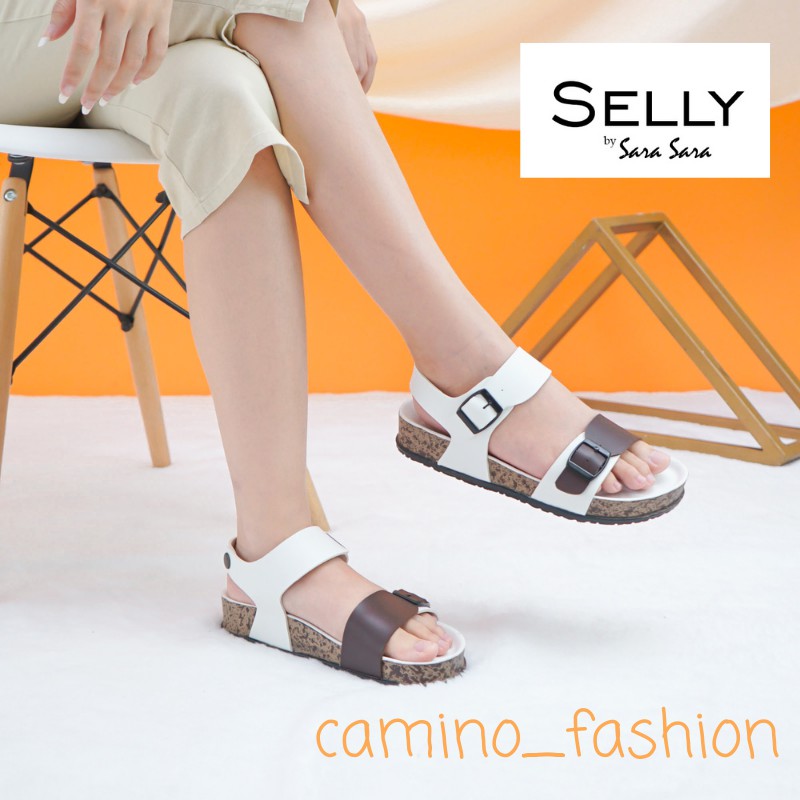 Sara Sara SELLY Sandal wanita casual sandal slop wanita puyuh kekinian model birken terbaru