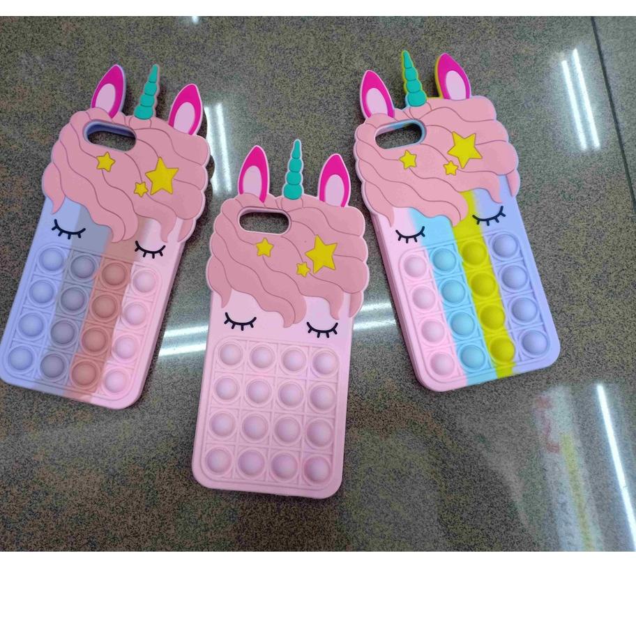 Terbaik Pop it Vivo Y15s Y91c Y17 Y12 Y15 Y91 Y93 Y95  Case 3D Karakter Unicorn Kuda Poni Soft Casin