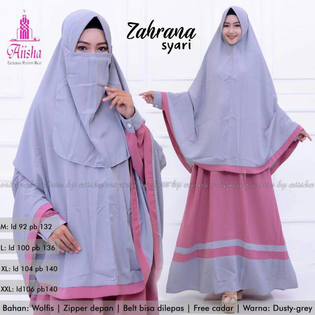 Gamis Zahrana syari set ori by aiisha