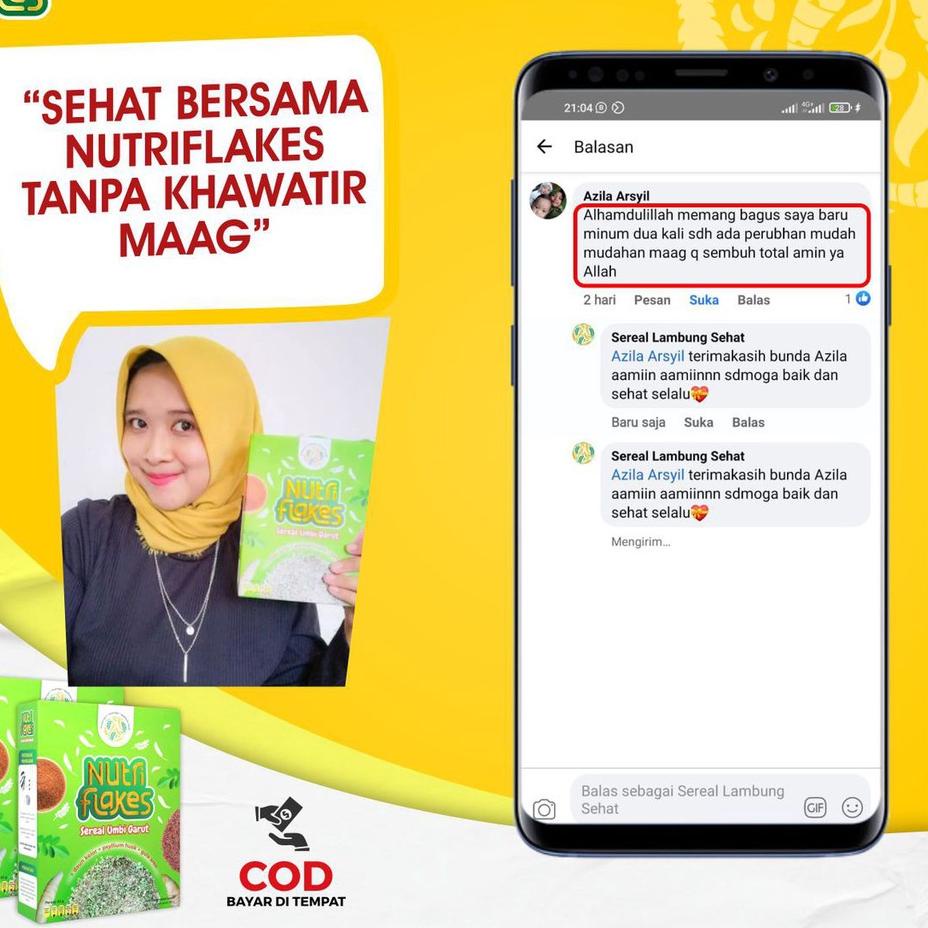 

NEW PRODUCT !! 8.8 NUTRIFLAKES SEREAL UMBI GARUT MINUMAN SERBUK UMBI GARUT - SEREAL SEHAT ATASI ASAM LAMBUNG, MAAG, GEERD - BPOM ORIGINAL 100% - ALAMI - SOLUSI DIET SEHAT PENGGANTI NASI (1 BOX) [KODE 77]