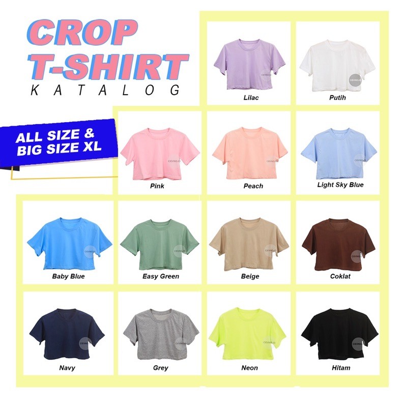 CROP KAOS CUSTOM PENTOL ALL SIZE &amp; BIG SIZE XL