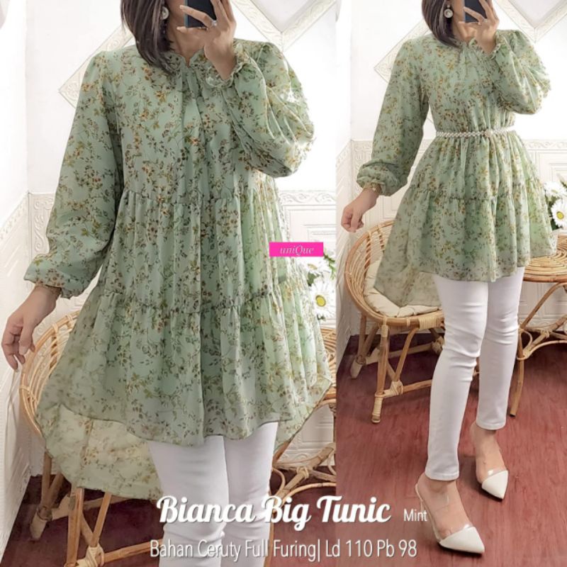2.8 Bianca tunik/tunuk jumbo fab ceruty motif bunga by Unique