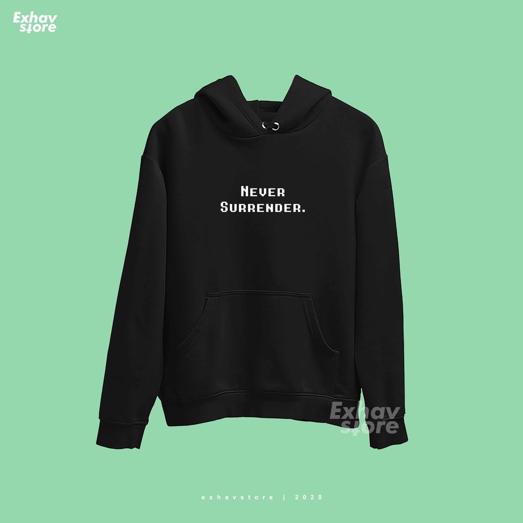 HOODIE TYPOGRPH 8 BIT NEVER SURENDER BIGSIZE | READY SIZE S-5XL | COWOK CEWEK