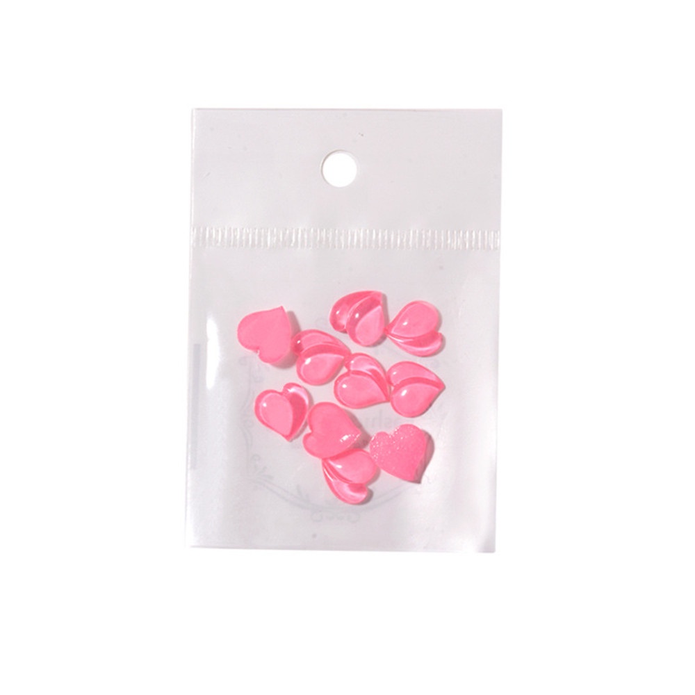 10 Pcs Perhiasan Dekorasi Nail Art 3D Bentuk Hati Bahan Resin Untuk Wanita