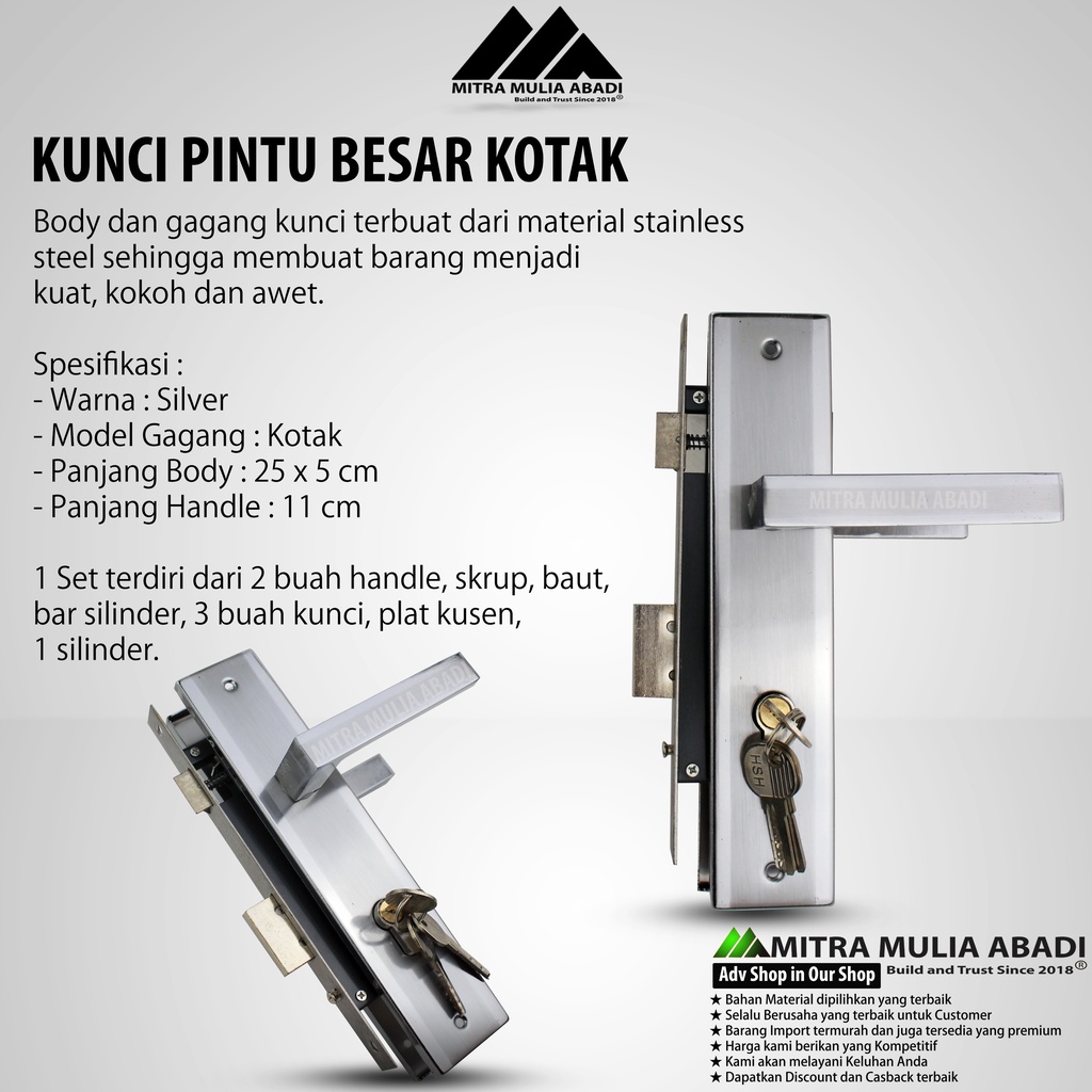 Kunci Rumah Full Set Gagang Kotak ukuran Besar 25cm Kualitas Premium