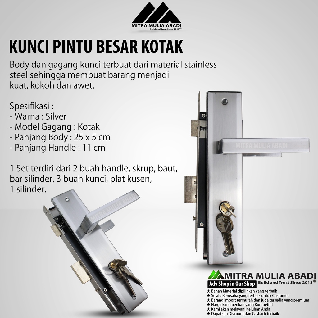 Kunci Rumah Full Set Gagang Kotak ukuran Besar 25cm Kualitas Premium