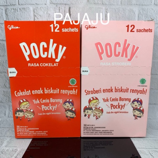 

Pocky Coklat Strawberry Greentea kemasan isi 12grx12 sachet GLICO POCKY