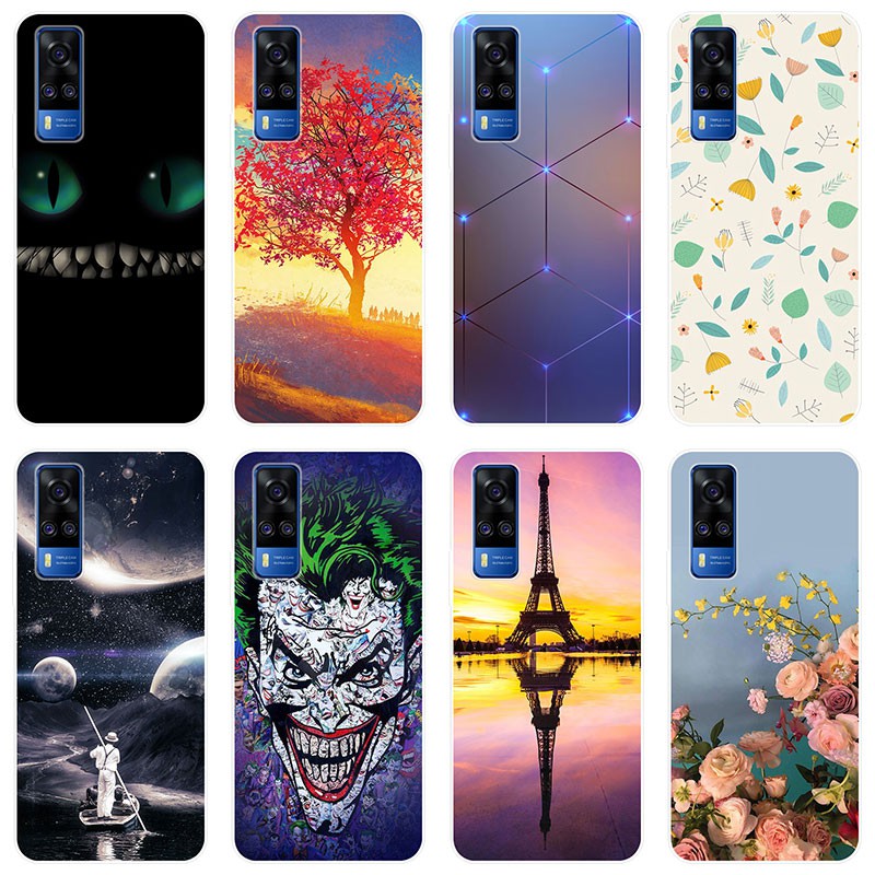 HP Soft Case Vivo Y51 Casing Silikon Untuk Vivo Y51 VivoY51 2020 Casing Kartun Cover Flowers