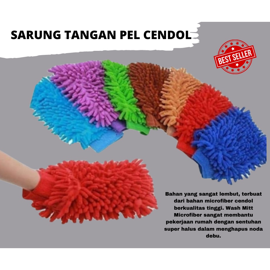 Baru!! Sarung Tangan Microfiber Cendol 2 Sisi Kain Lap Pembersih Kotoran Debu