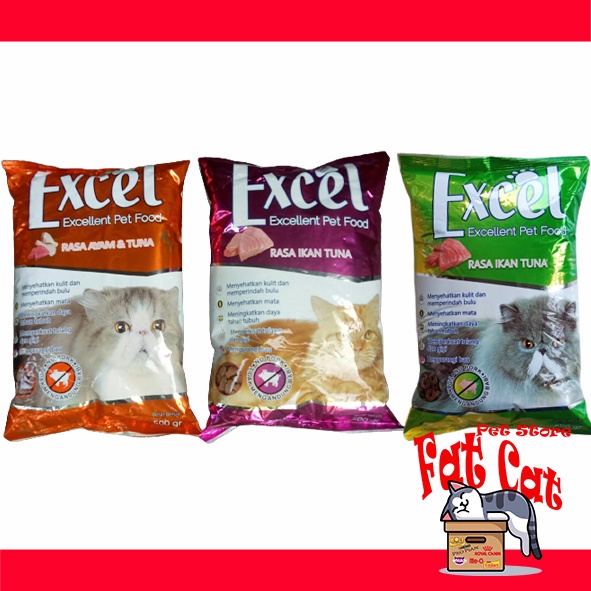 Makanan kucing EXCEL makanan kucing kering 500 Gram