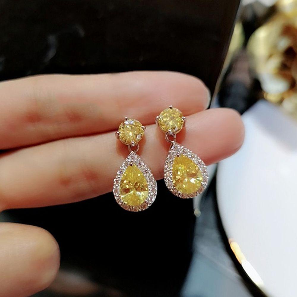 Anting LILY Warna Zirkon Temperamen Super Bersinar