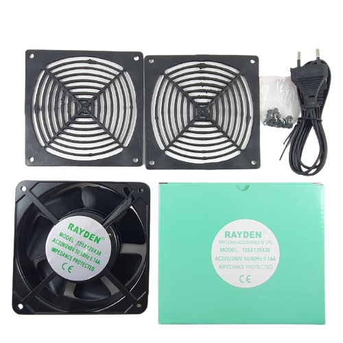 Kipas Pendingin Rayden 12cm Cooling Fan AC 220v 12 x 12 x 3.8 cm Sleeve Bearing Pakai Colokan