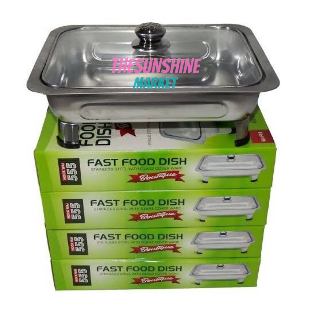 Tempat Makan Prasmanan Fast Food Dish / Wadah Prasmanan Full Tutup Kaca