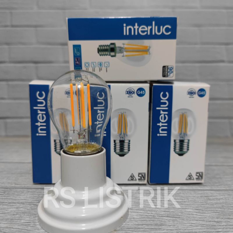 INTERLUC LAMPU LED FILAMEN G45 4W 2700K E27 WARM WHITE SNI BAGUS