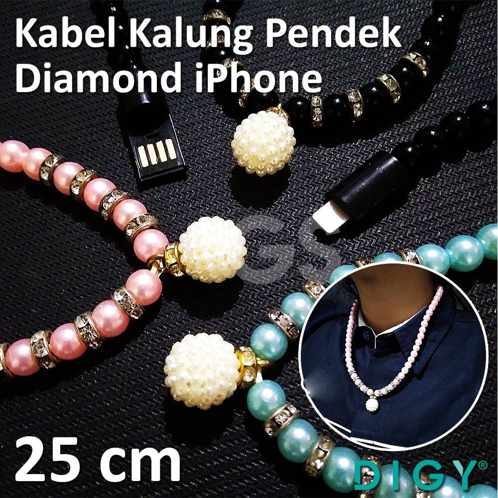 Kabel kalung Pendek Diamon Iphone USB