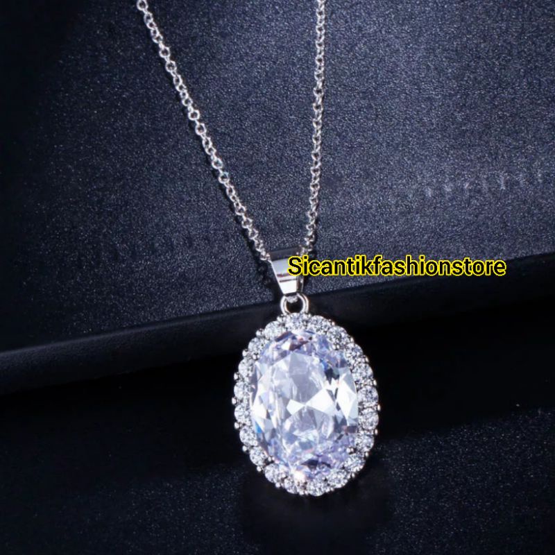 Kalung Liontin Perak Silver 925 Lapis Emas Putih Anti Karat Selamanya Kalung Titanium Kalung Nuri Silver Liontin Permata Perak Silver 925 Fashion Wanita Terlaris Anti Karat Selamanya Kalung Titanium Nuri Kalung Wanita Rantai Nuri Liontin Permata