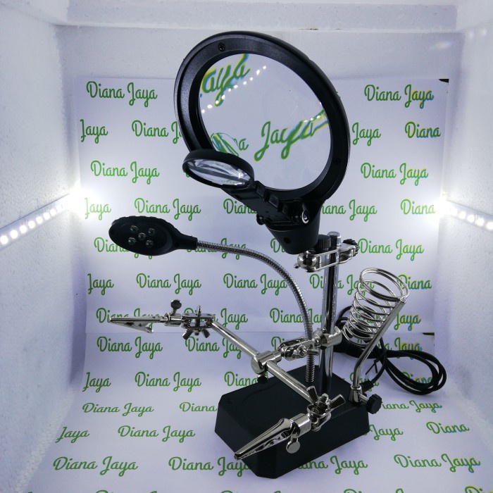 Kaca Pembesar Lampu LED + Penjepit PCB + Tempat Solder Usb TE-800