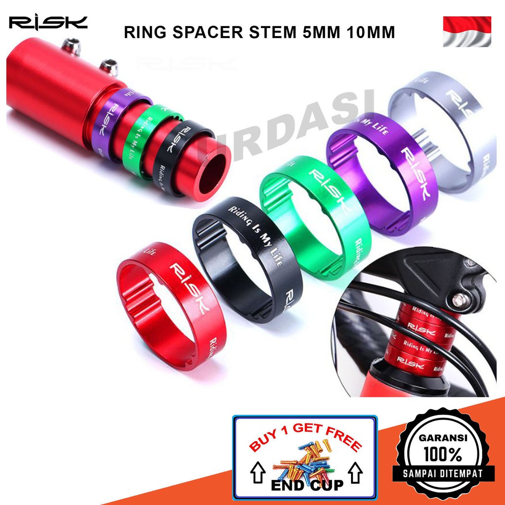Ring Spacer Stem Sepeda Mtb Risk 5mm 10mm Peninggi Stang Setang Sepeda Headset Fork Alloy Ringan
