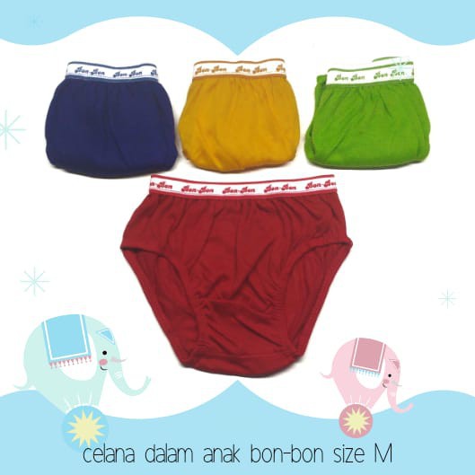 Celana Dalam Anak 3-4 Tahun Size L Bonbon KARET POLOS