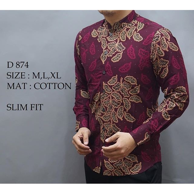 KEMEJA BATIK PRIA SLIM FIT / BAJU BATIK / BAJU KOKO / KEMEJA KOKO D874
