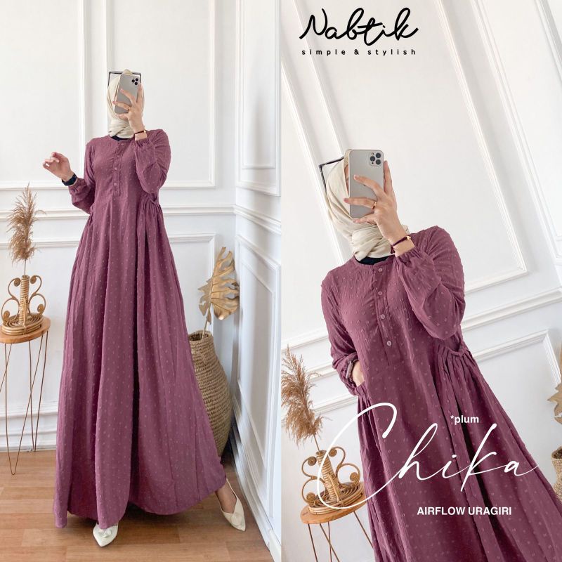 RESTOKK DRES GAMIS MAXY KEKINIAN CHIKA URAGIRI AIRFLOW BY NABTIK GAMIS MAXY TERBARU NABTIK