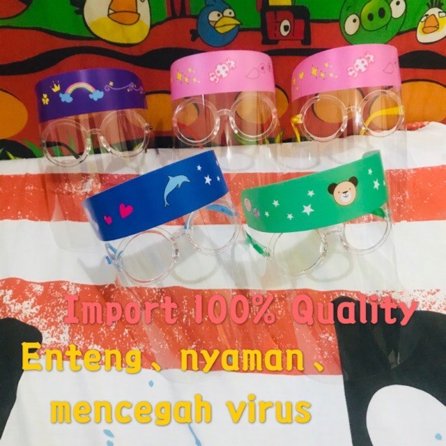 face shield anak import motif kacamata