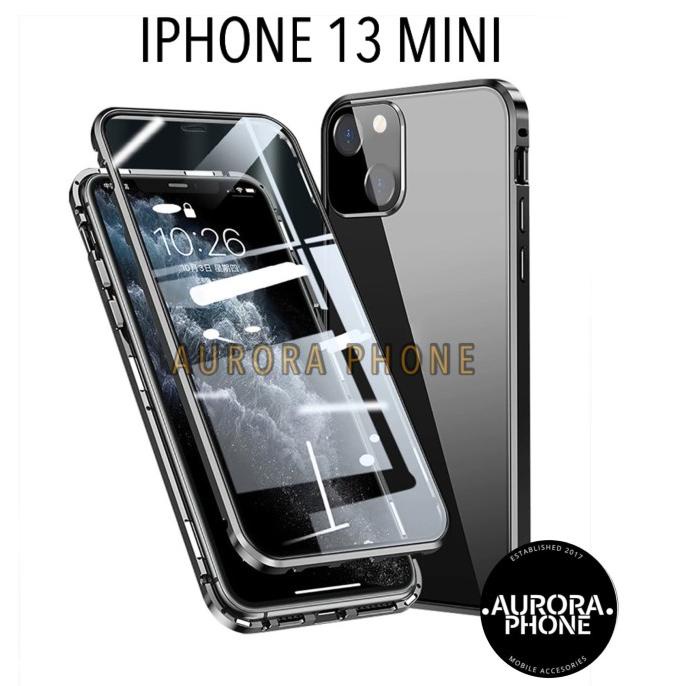 IPHONE 13 MINI MAGNETIC DOUBLE SIDE GLASS CASE IPHONE 13 MINI MAGNETIC - HITAM