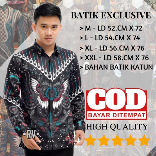 KEMEJA BATIK MODERN BATIK DISTRO LENGAN PANJANG PRIA M L XL XXL