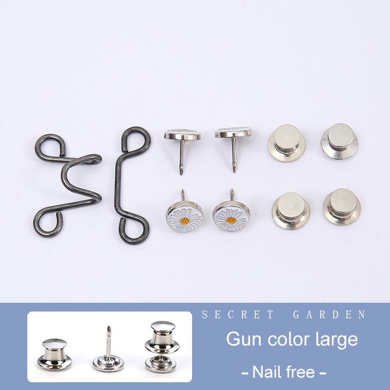 Kancing Jeans Logam Simple Adjustable Kancing Pengait Celana Panjang Jeans Denim Desain Bunga Daisy Warna Putih Kait Pengecil Lingkar Pinggang Celana Jeans Model Bisa Dilepas-Daisy-senjata-l