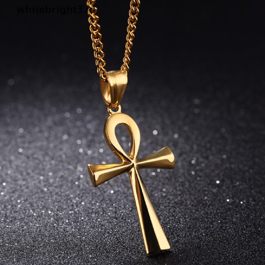 (whitebright3.id) Kalung Rantai Dengan Liontin Crucifix Ankh Mesir Untuk Wanita