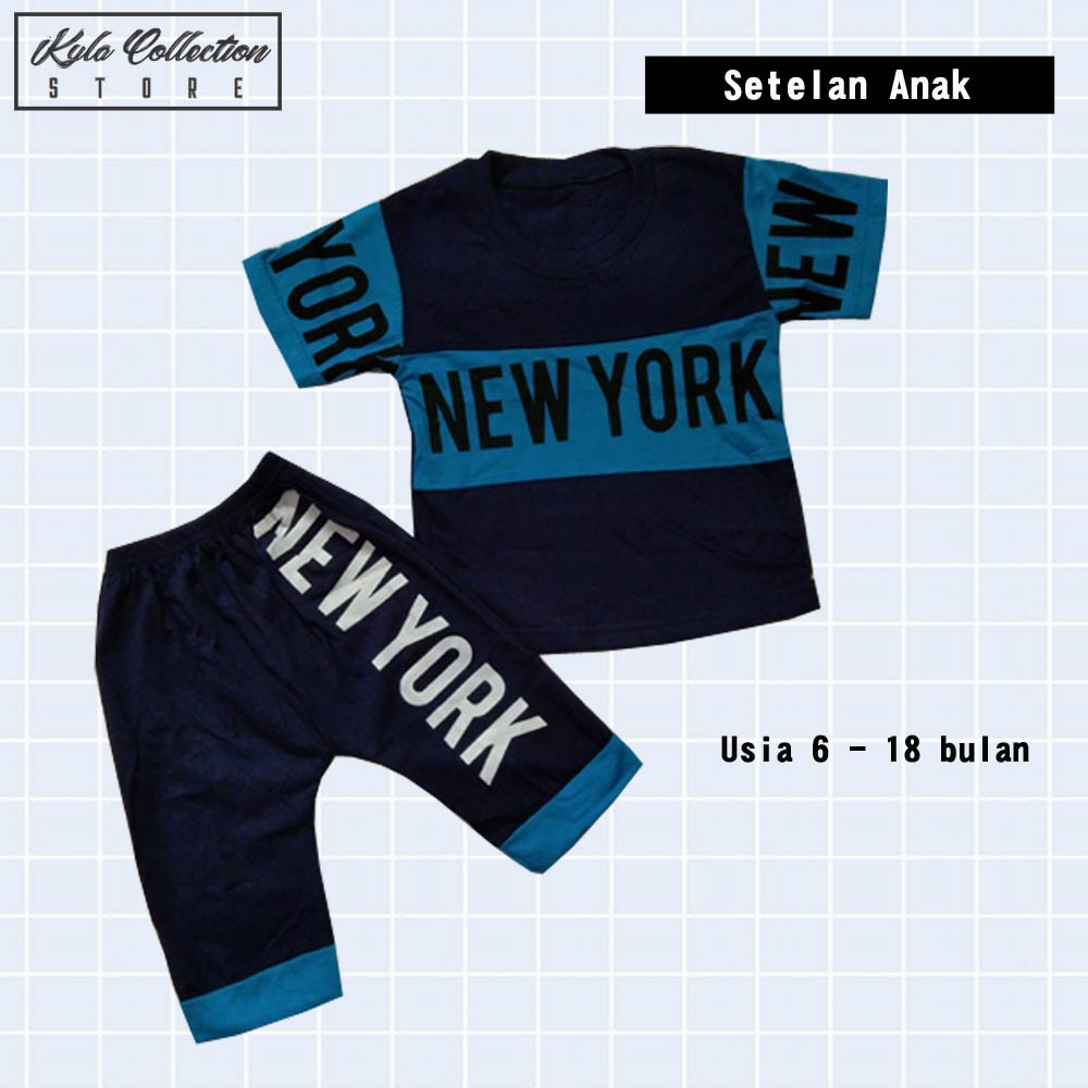 Setelan Baju Bayi Laki Laki Fashion Baby New York Cowok Lucu Unik