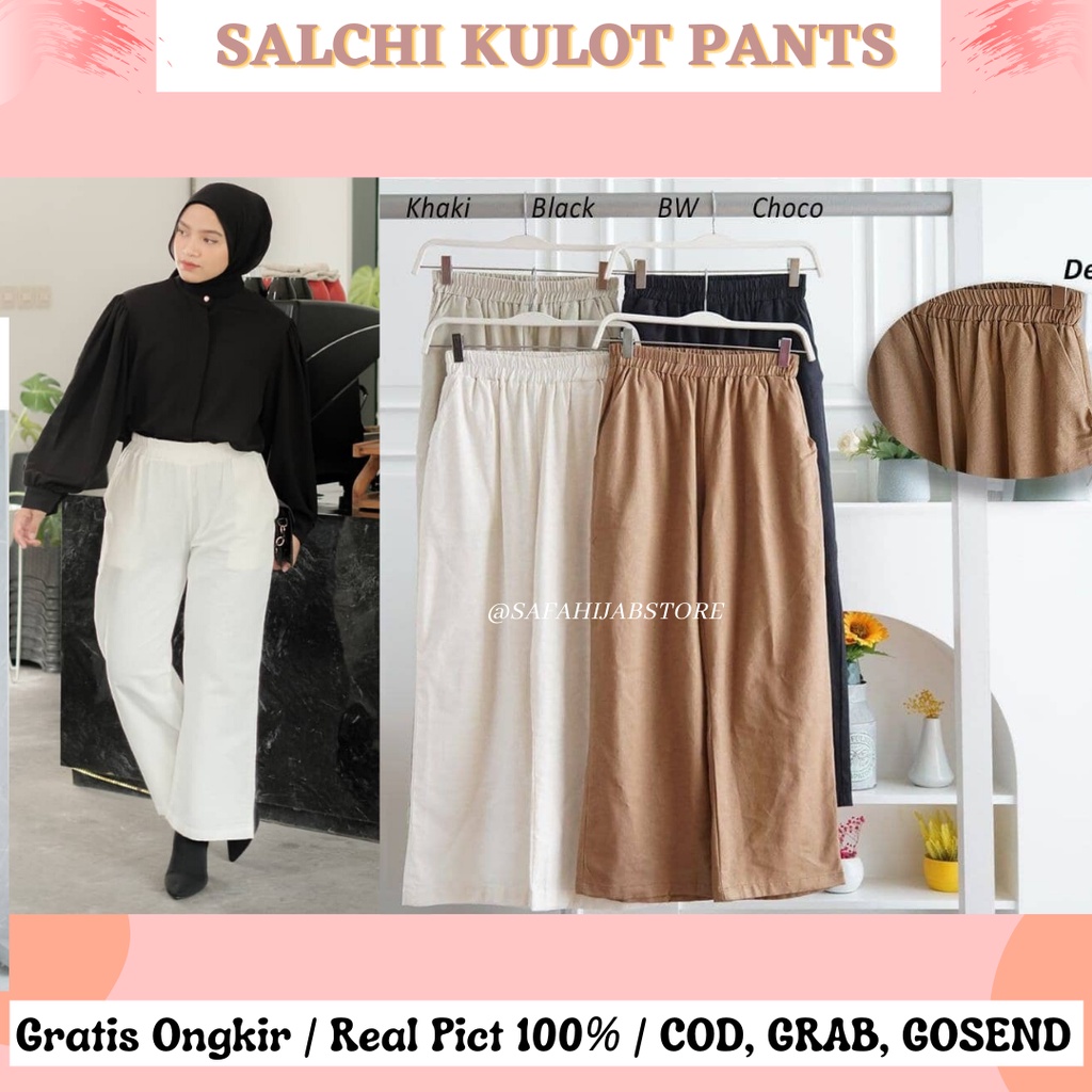 SALCHI KULOT PANTS / CELANA BAHAN / CELANA KERJA / LINEN