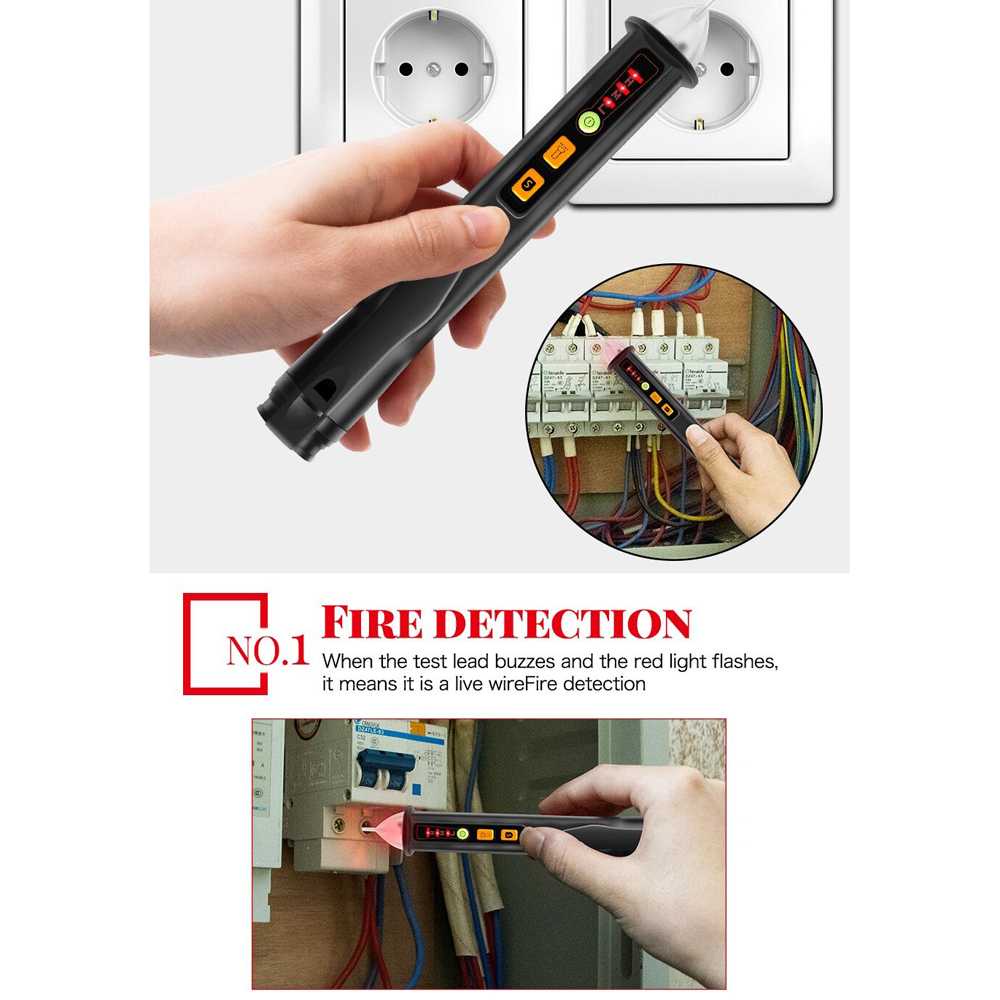 ANENG Test Pen Listrik Canggih Multifungsi / Testpen Tes Pen Tespen Cek Kabel Putus / Alat Deteksi Aliran Arus / Tester Non Contact AC Voltage Alert Detector 12V-250V - VD700 ANENG