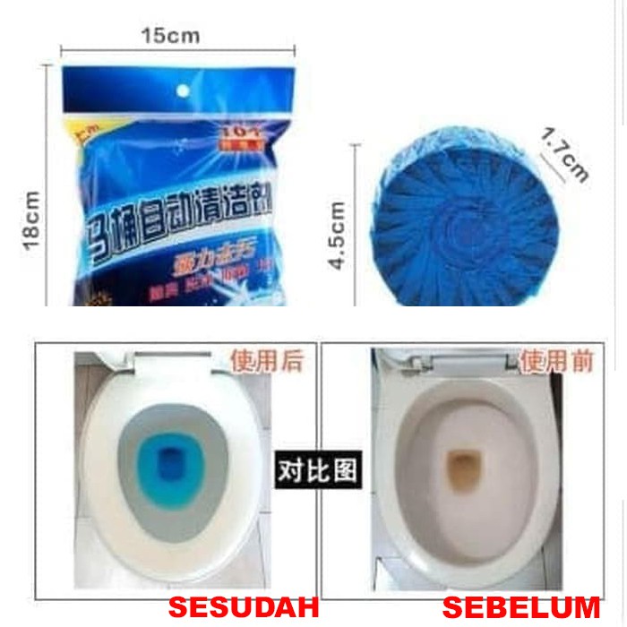 TABLET BIRU PEMBUNUH BAKTERI KLOSET TOILET PENYEGAR/CLEANER/PEMBERSIH KLOSET TOILET 50 GRAM